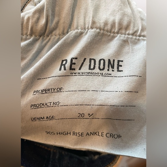 RE/DONE Jeans Women’s Size 25 90s High Rise Ankle Crop in Dusk Destroy - Picture 11 of 12